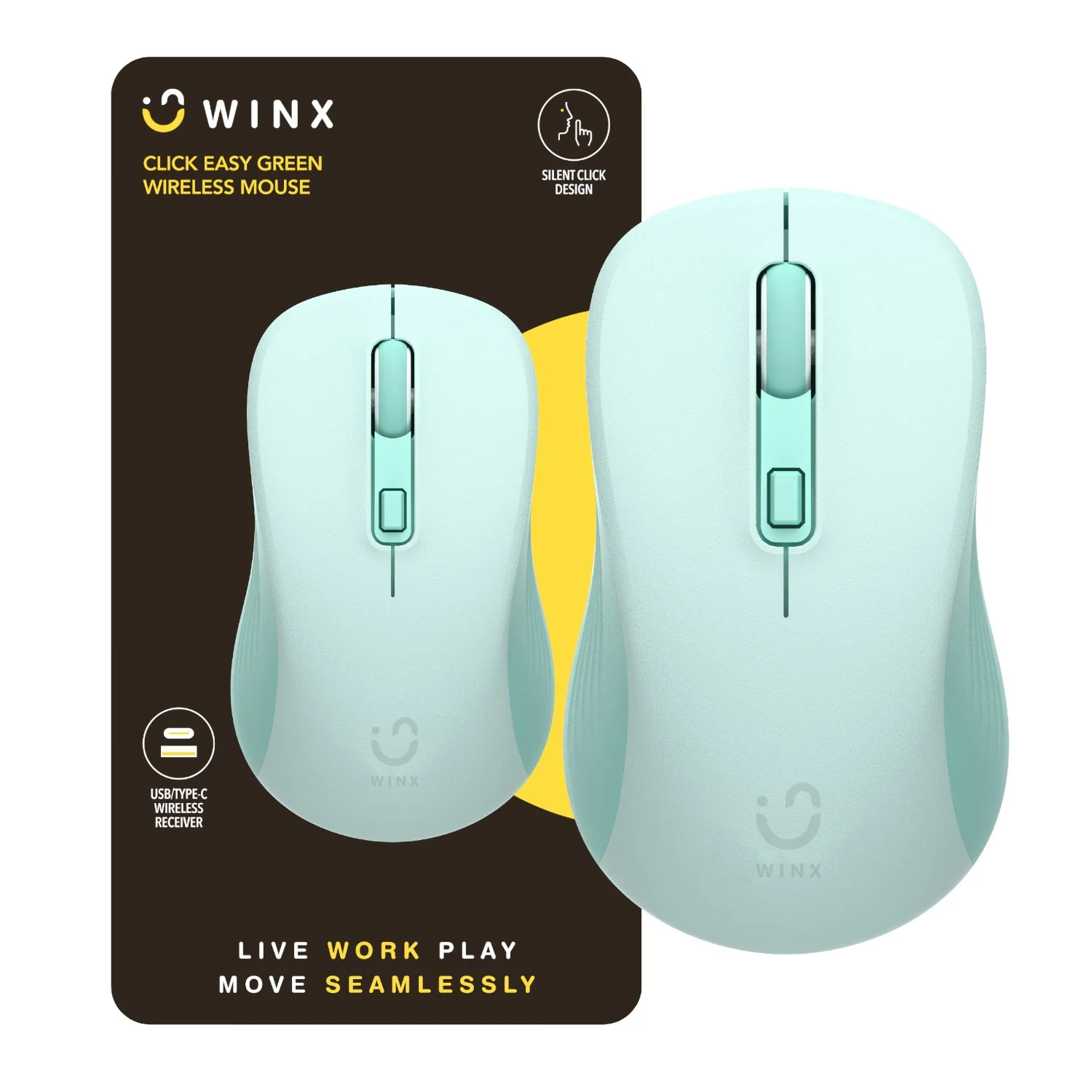 WINX CLICK Easy 1600DPI 2.4GHz Wireless Mouse - Green - Image 3