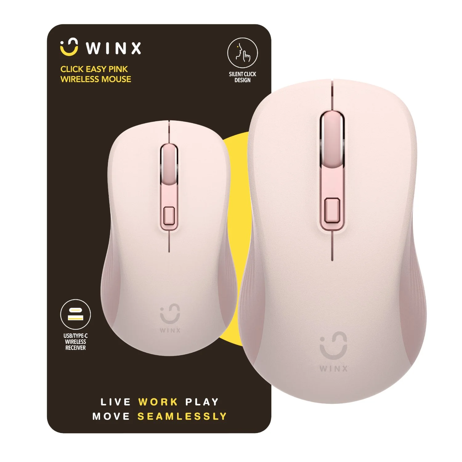WINX CLICK Easy 1600DPI 2.4GHz Wireless Mouse - Pink - Image 3