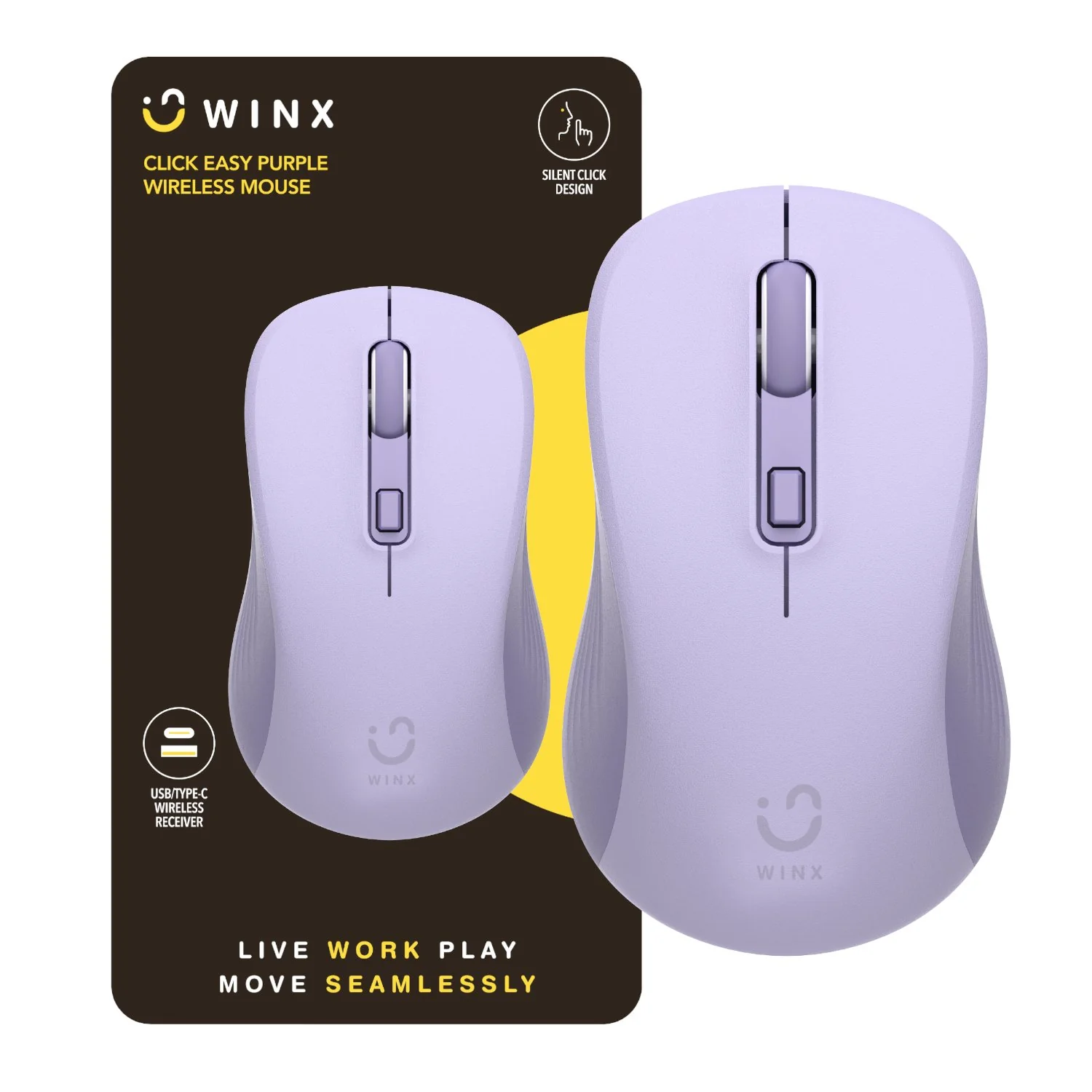 WINX CLICK Easy 1600DPI 2.4GHz Wireless Mouse - Purple - Image 3