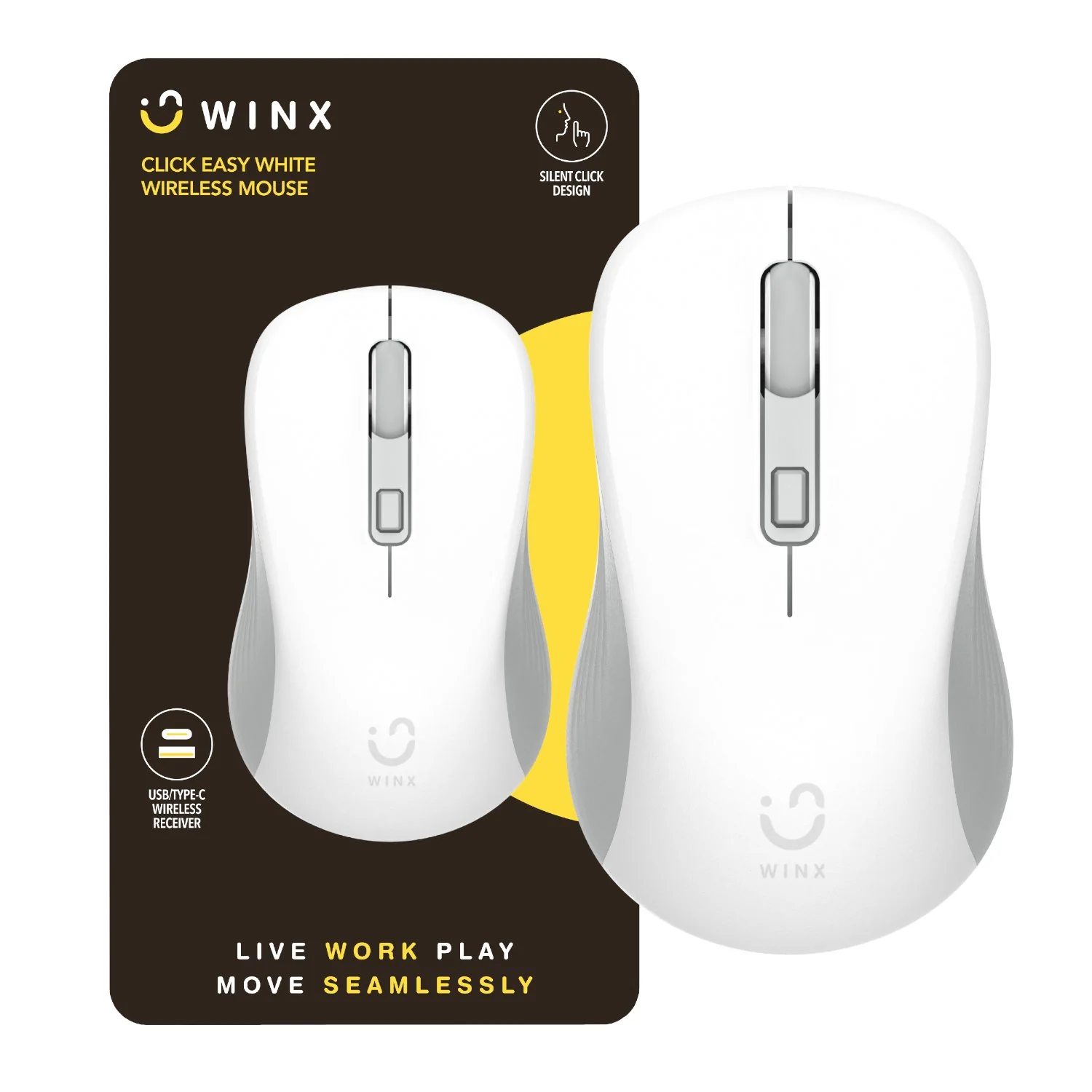 WINX CLICK Easy 1600DPI 2.4GHz Wireless Mouse - White - Image 3