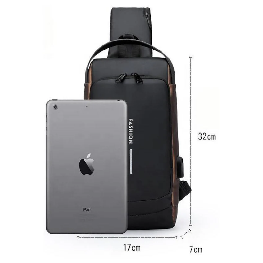 X23 Anti-Theft Cross Body Sling Bag with USB Charging Port – Secure PU Travel Shoulder Bag - Image 5