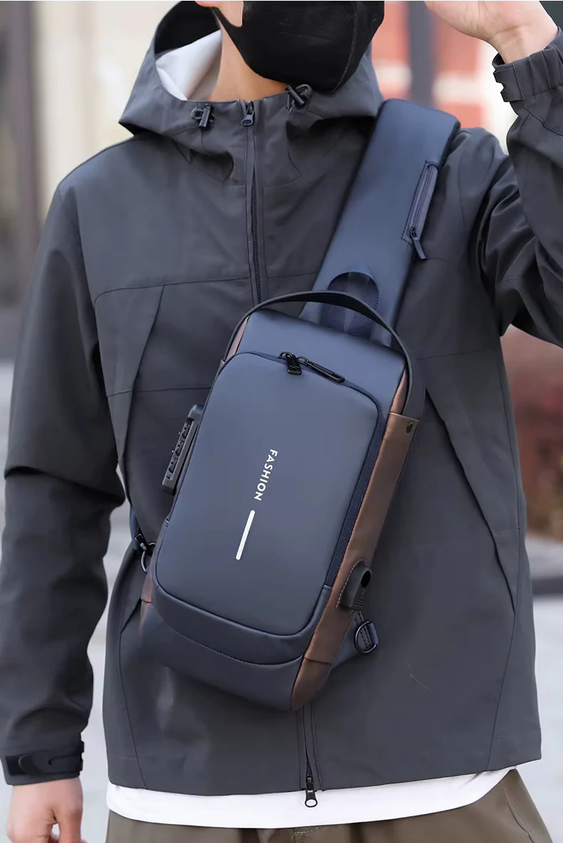 X23 Anti-Theft Cross Body Sling Bag with USB Charging Port – Secure PU Travel Shoulder Bag - Image 8