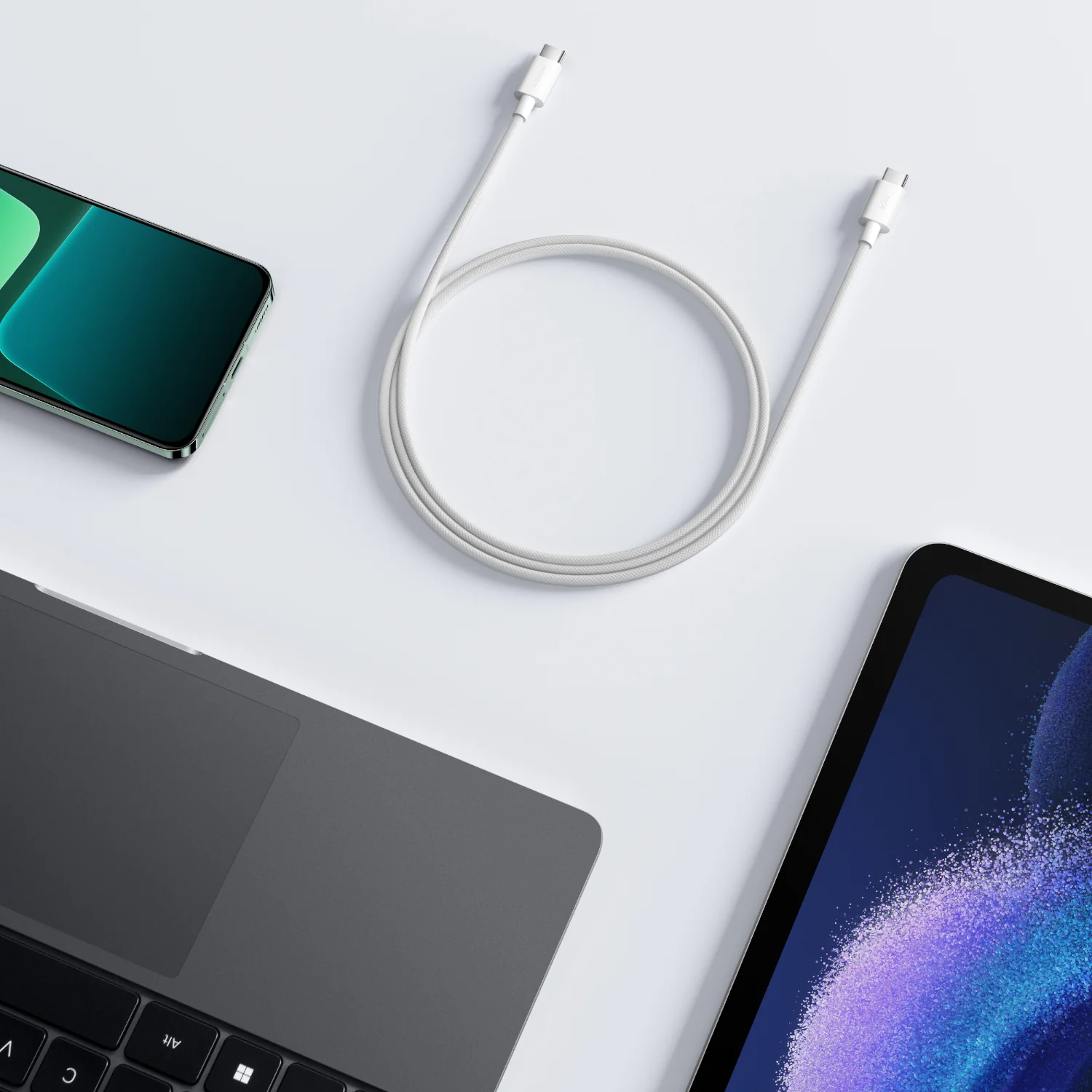 Xiaomi 3A Braided USB Type-C to USB Type-C Cable 1M - White - Image 5